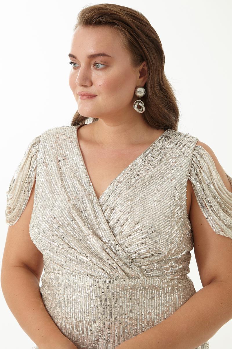 Silver plus size sleeveless midi dress