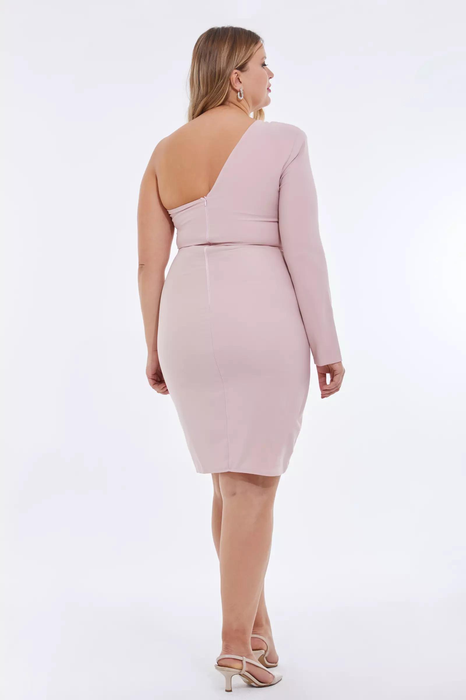 Blush plus size crepe single sleeve mini dress