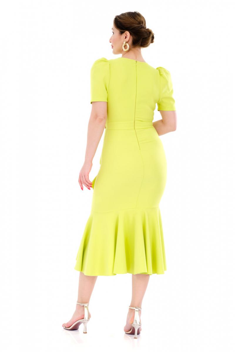 Peanut green crepe short sleeve maxi dress