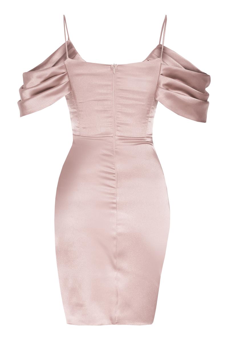 Blush plus size satin short sleeve mini dress