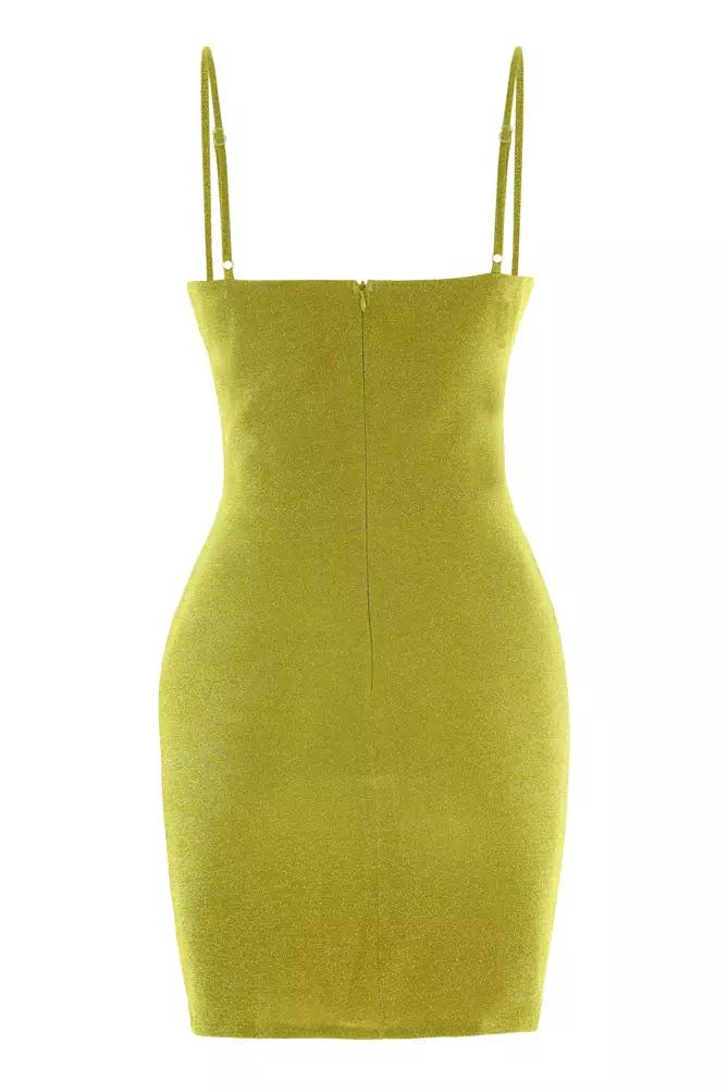 Peanut green knitted sleeveless midi dress