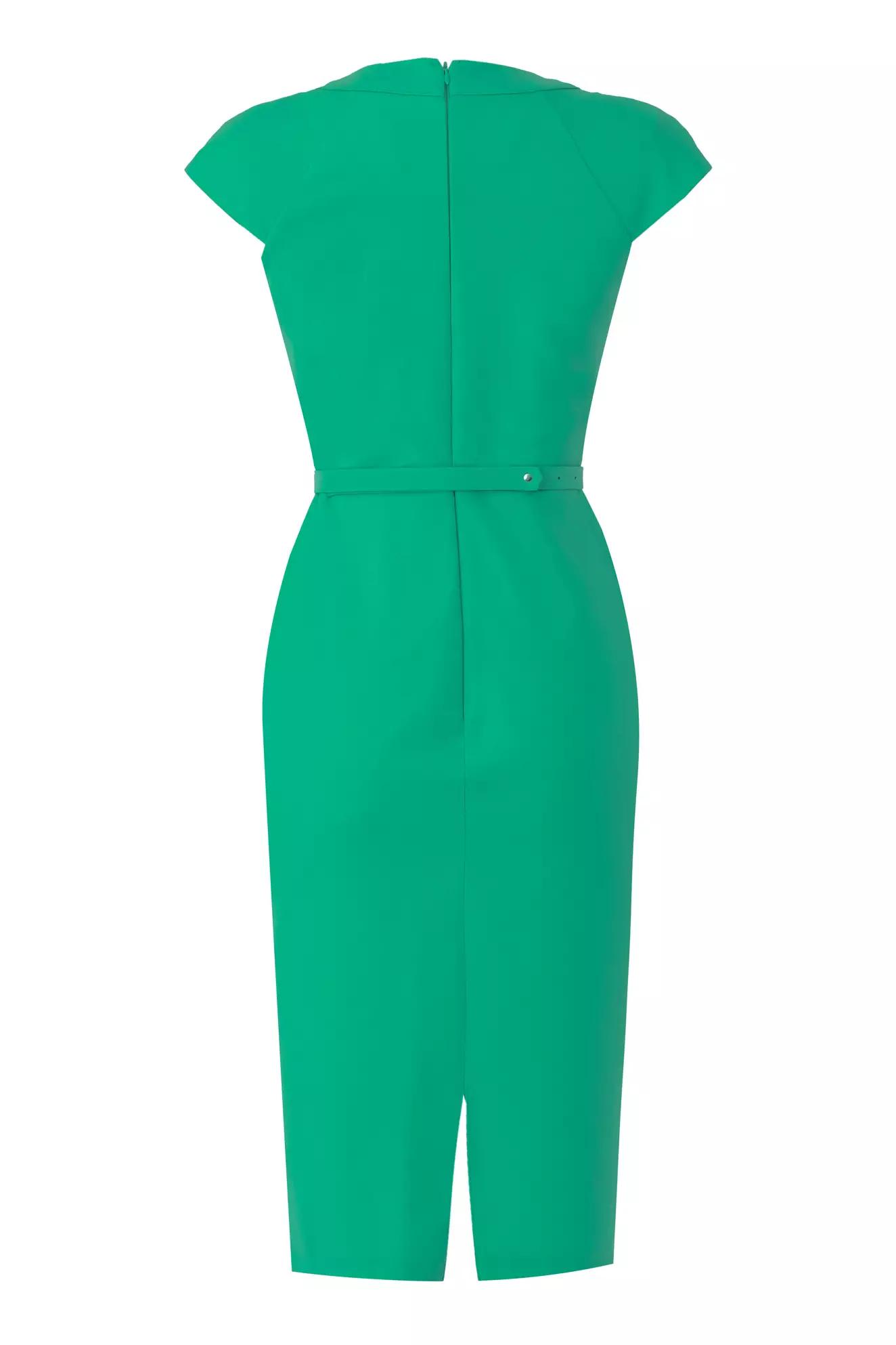 Green crepe sleeveless midi dress