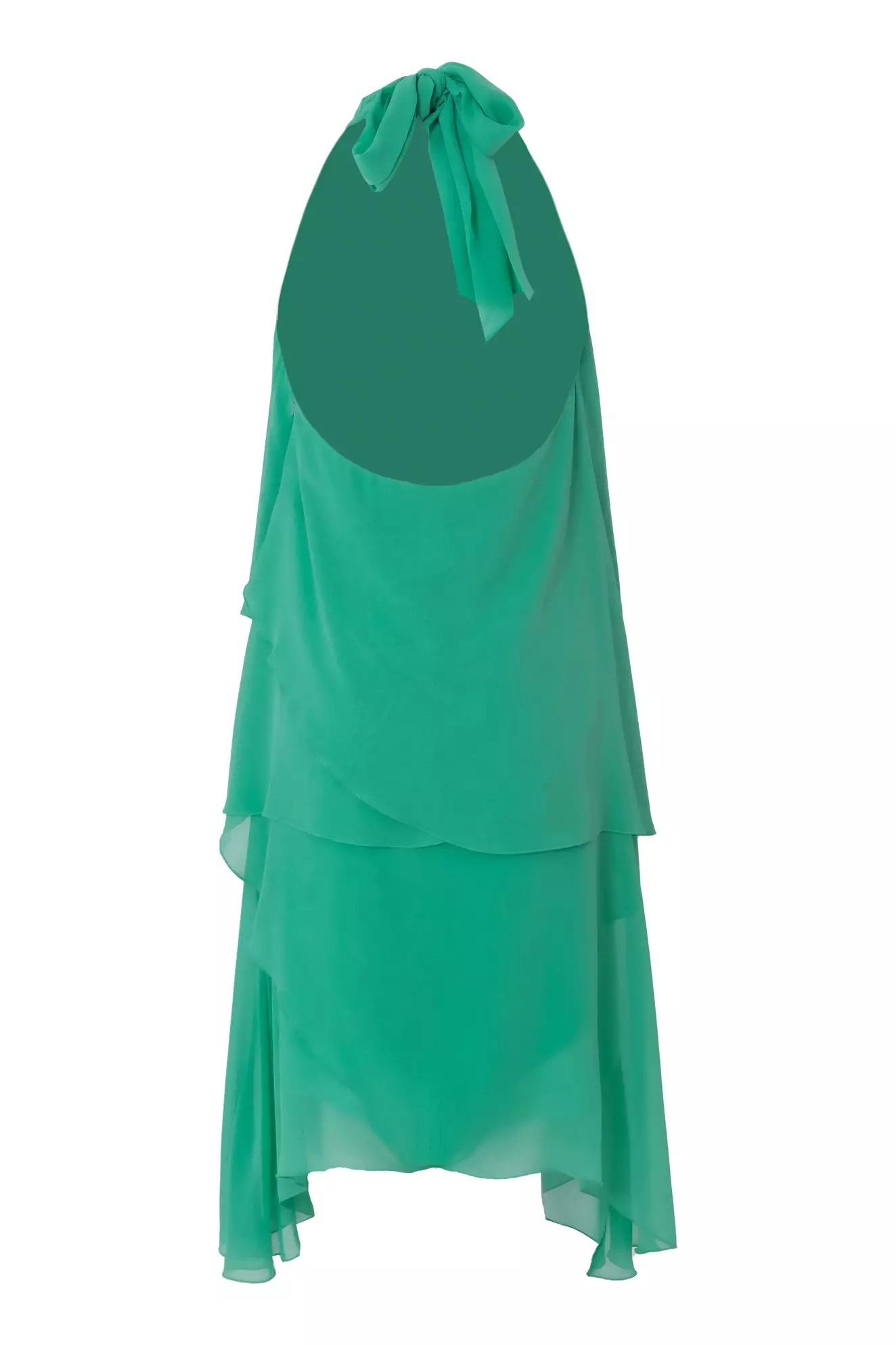 Green chiffon sleeveless midi dress