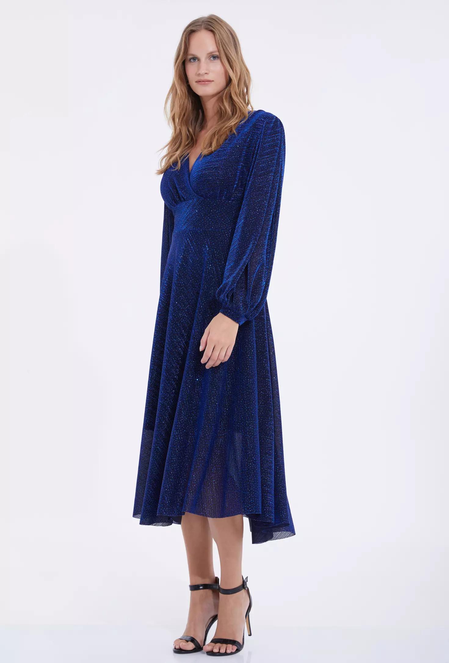 Blue sandy long sleeve midi dress