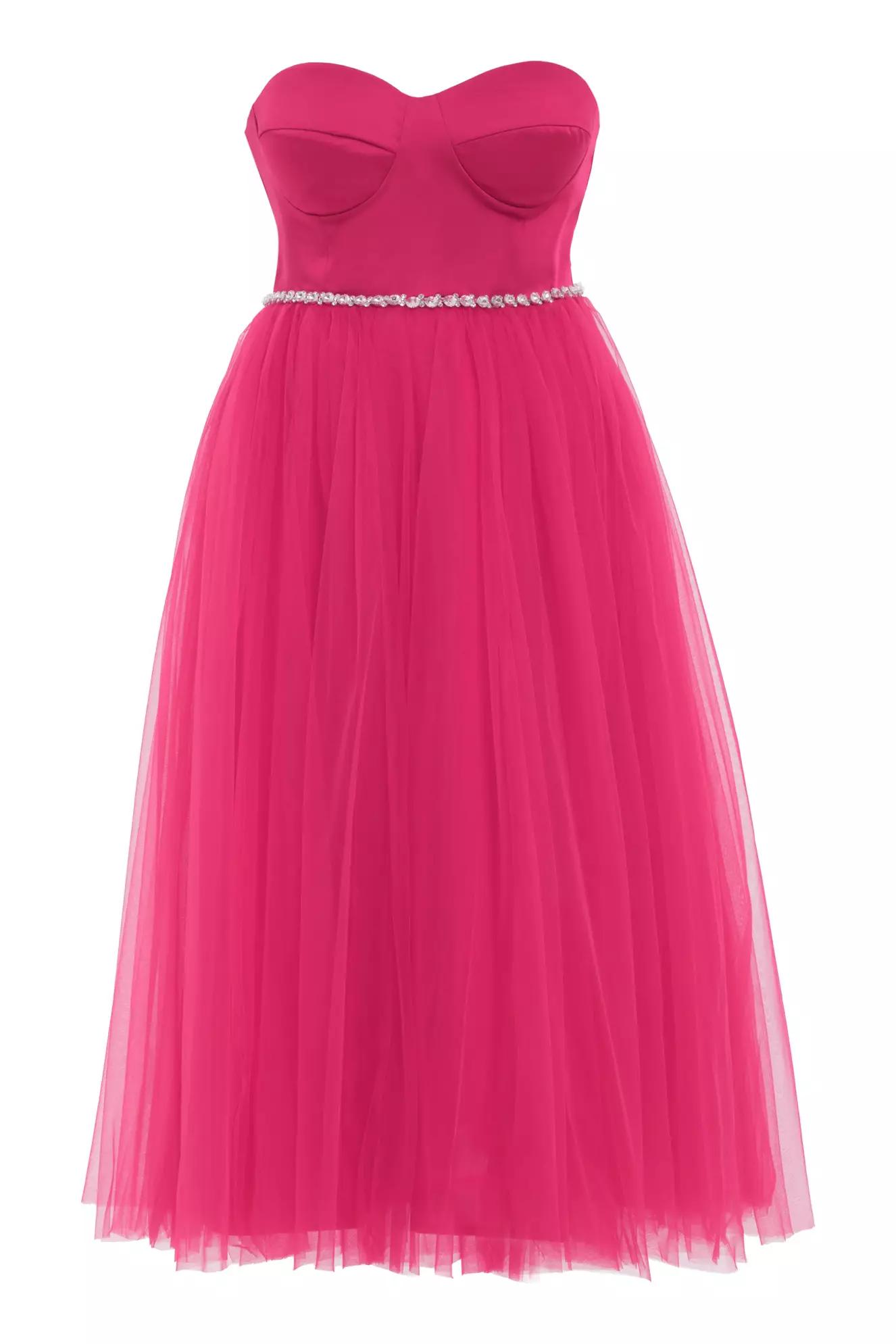 Fuchsia plus size satin sleeveless long dress