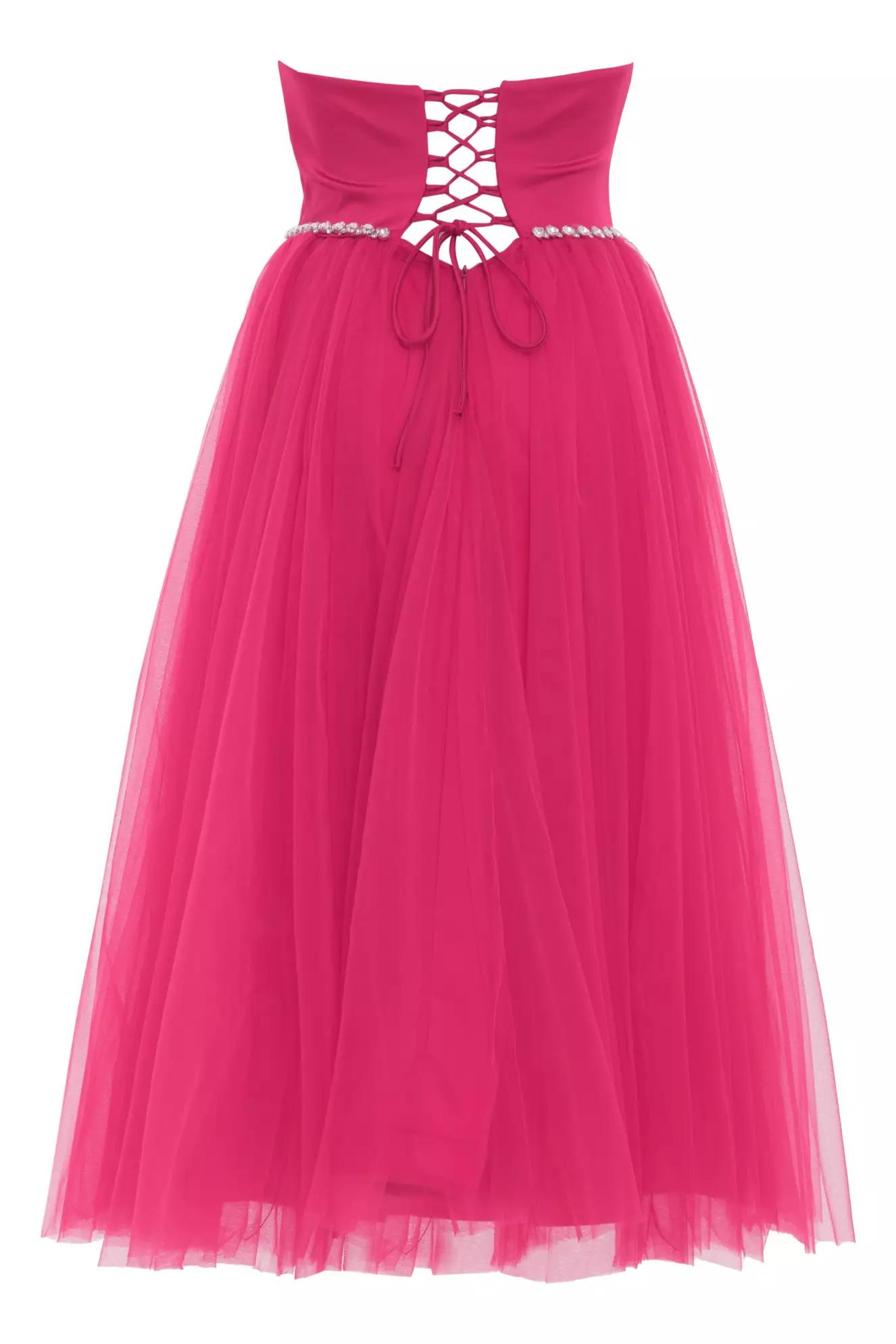 Fuchsia plus size satin sleeveless long dress