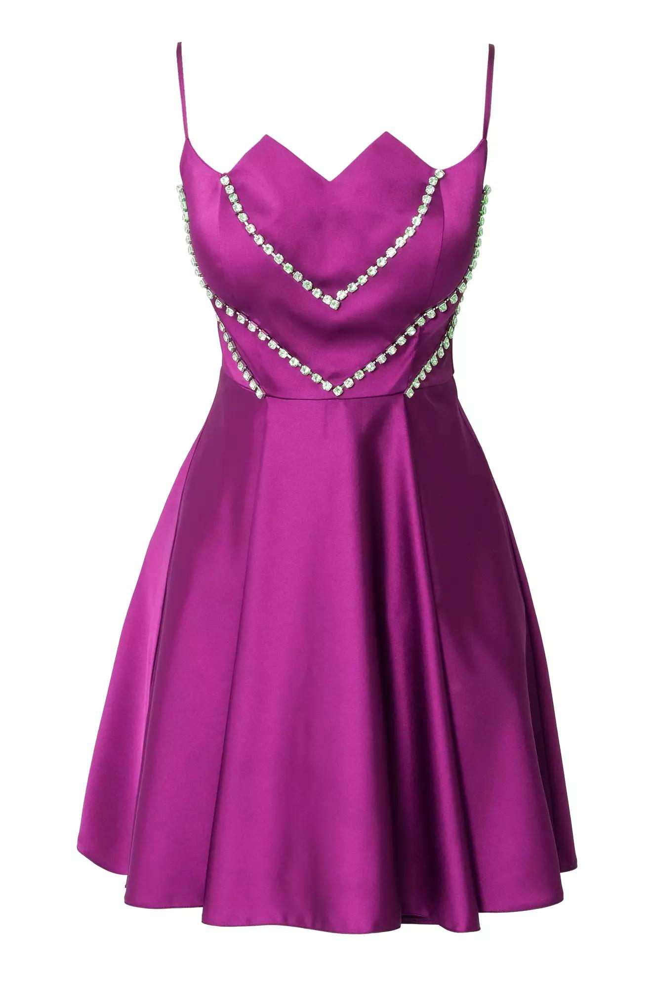 Fuchsia satin sleeveless mini dress