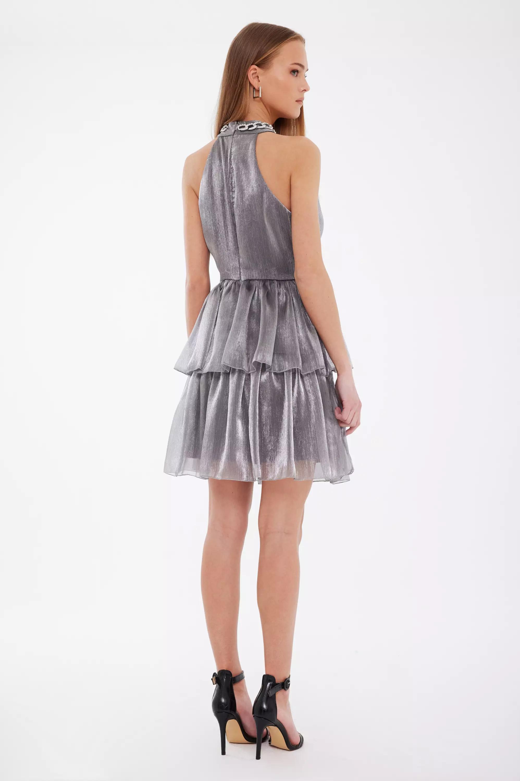 Gray tulle sleeveless mini dress