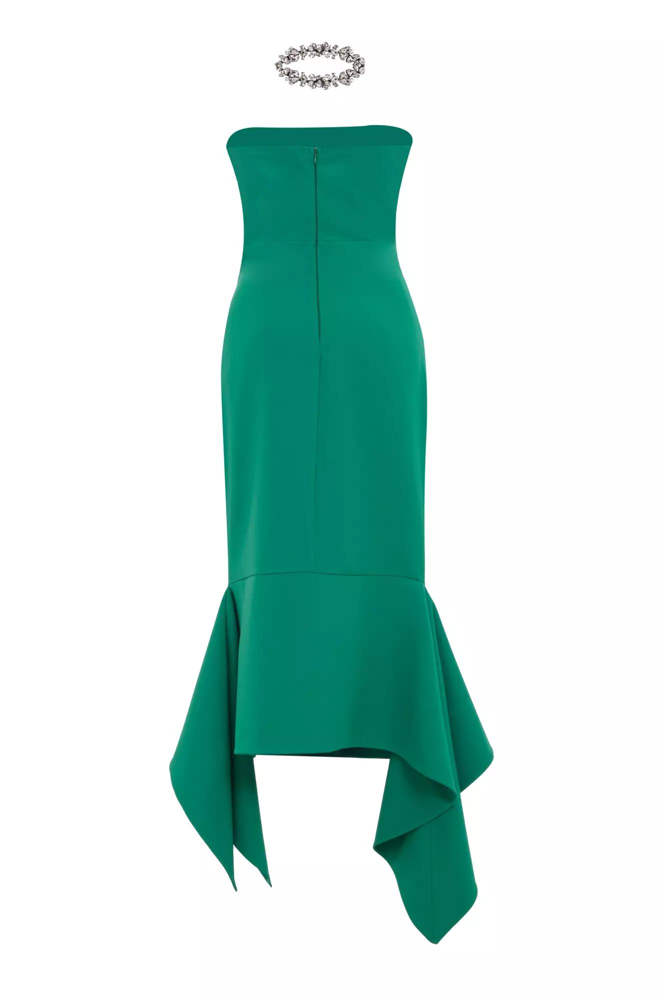 Green crepe sleeveless long dress