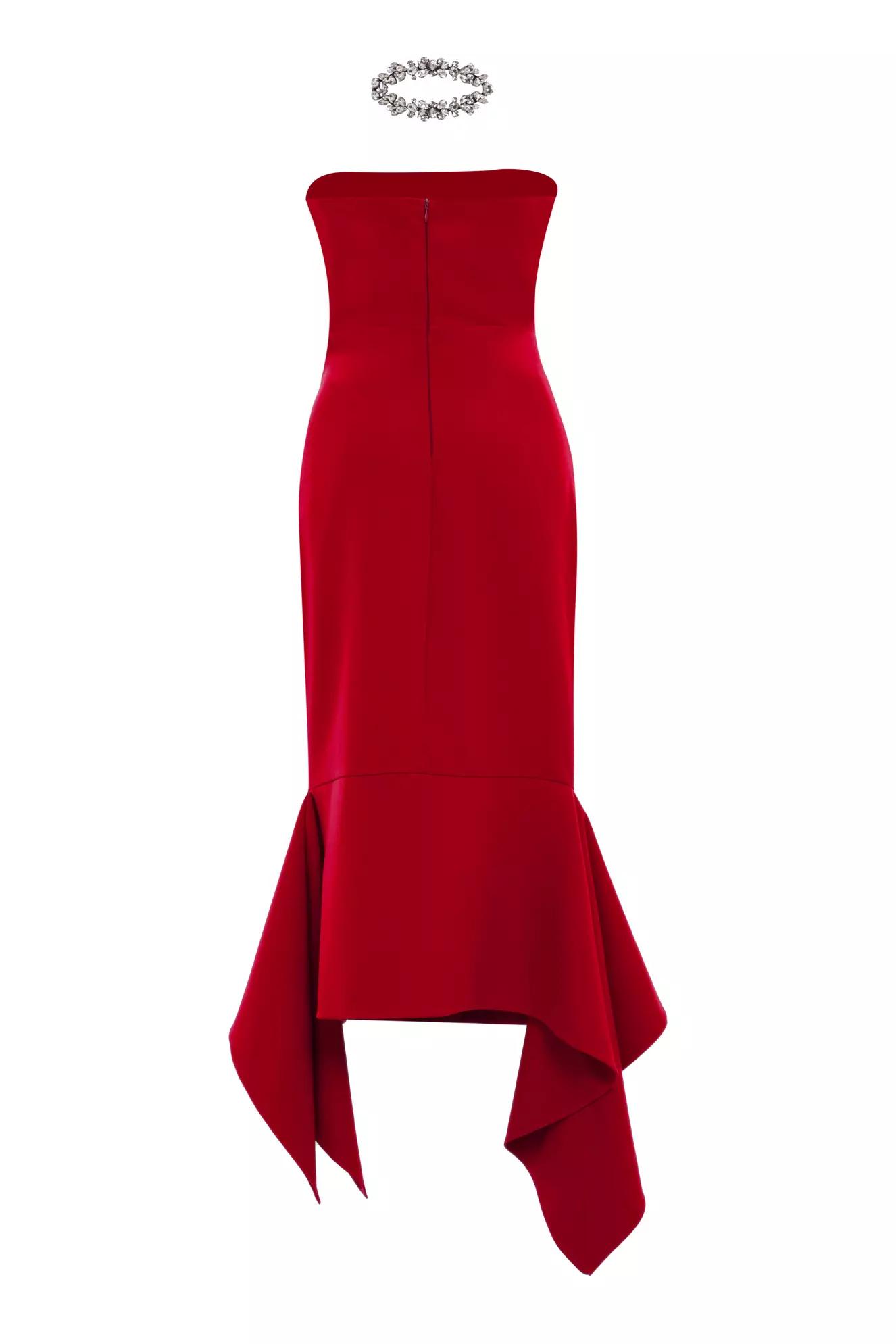 Red crepe sleeveless long dress