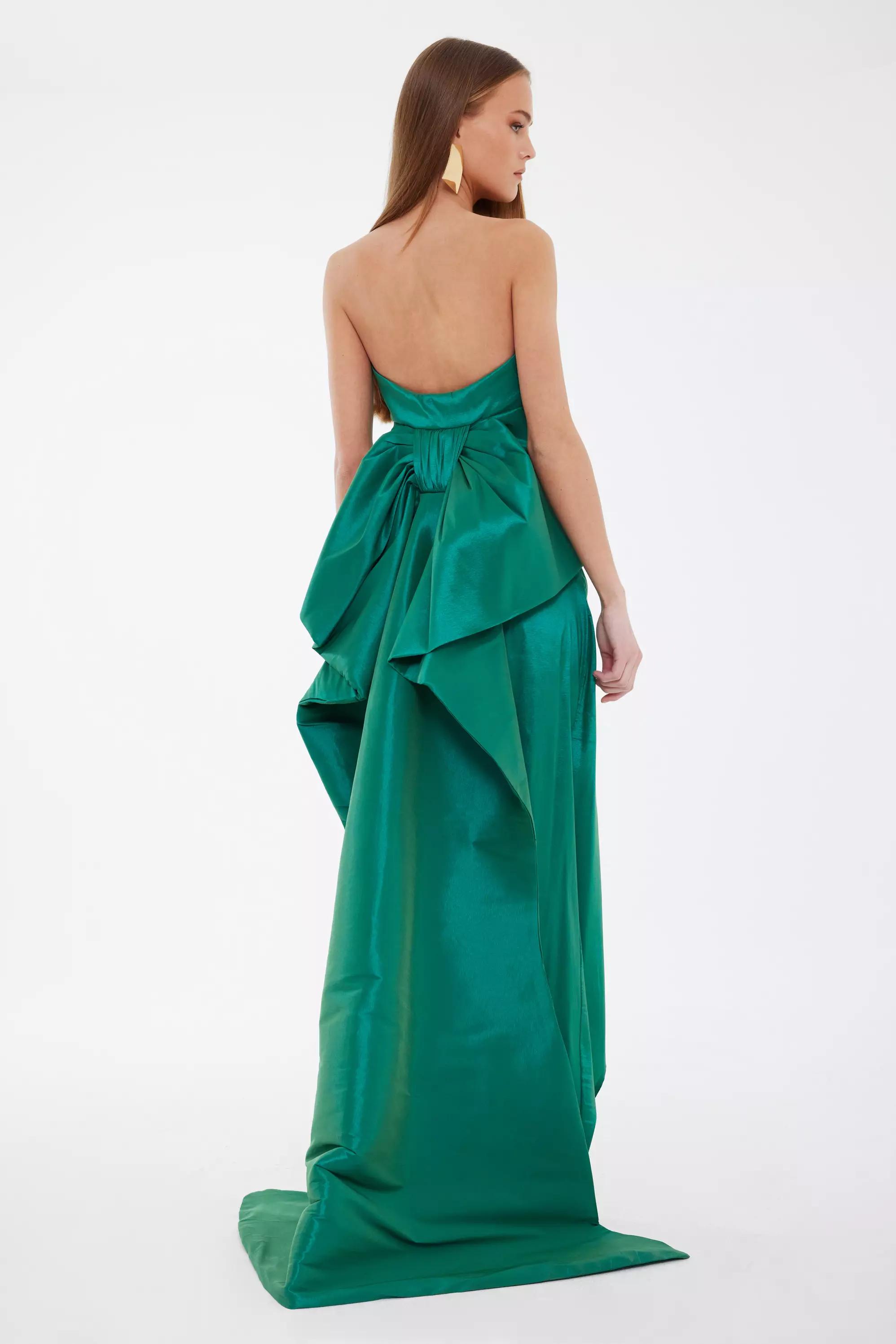 Green satin sleeveless maxi dress