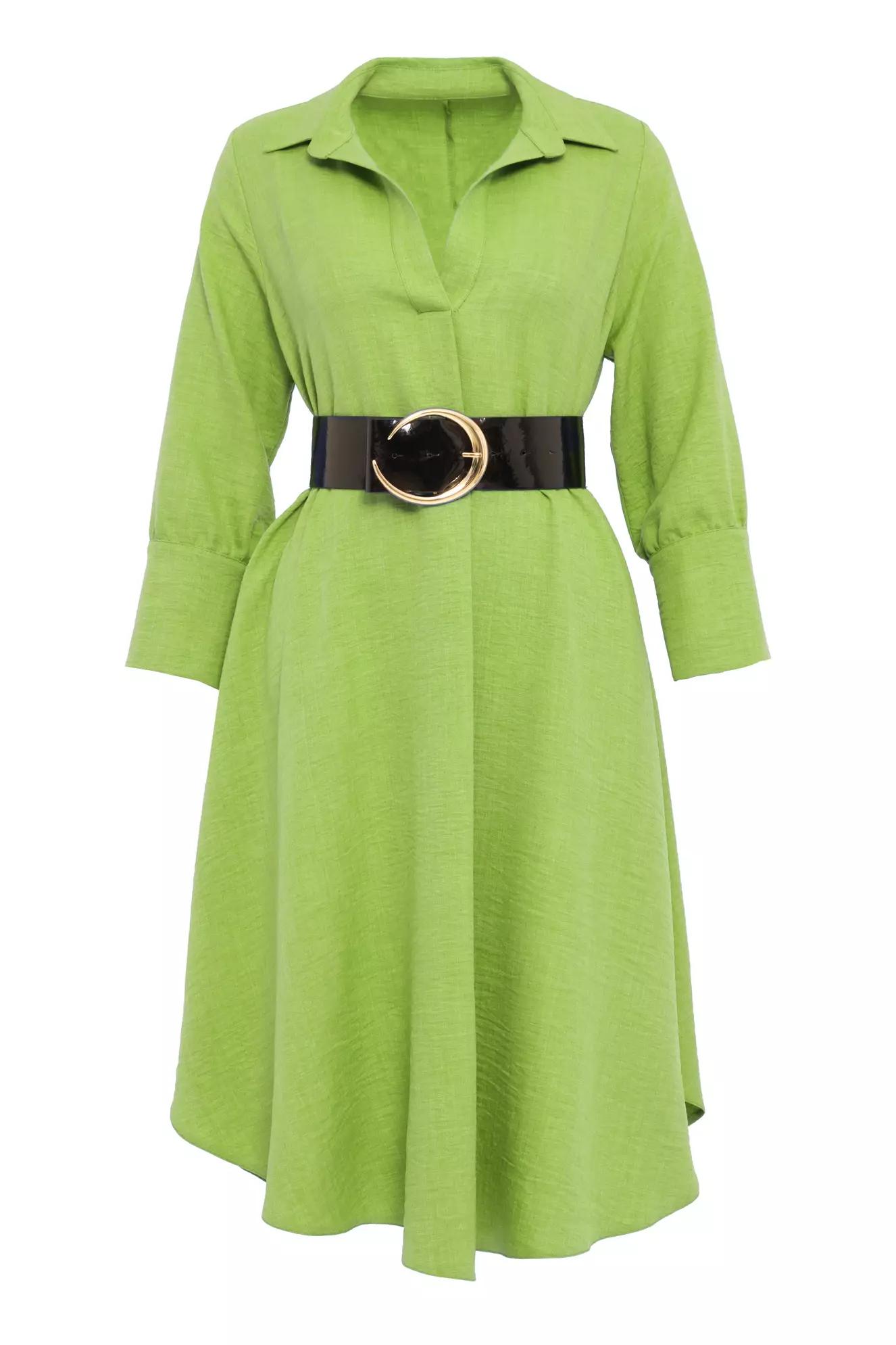 Peanut green kot long sleeve midi dress