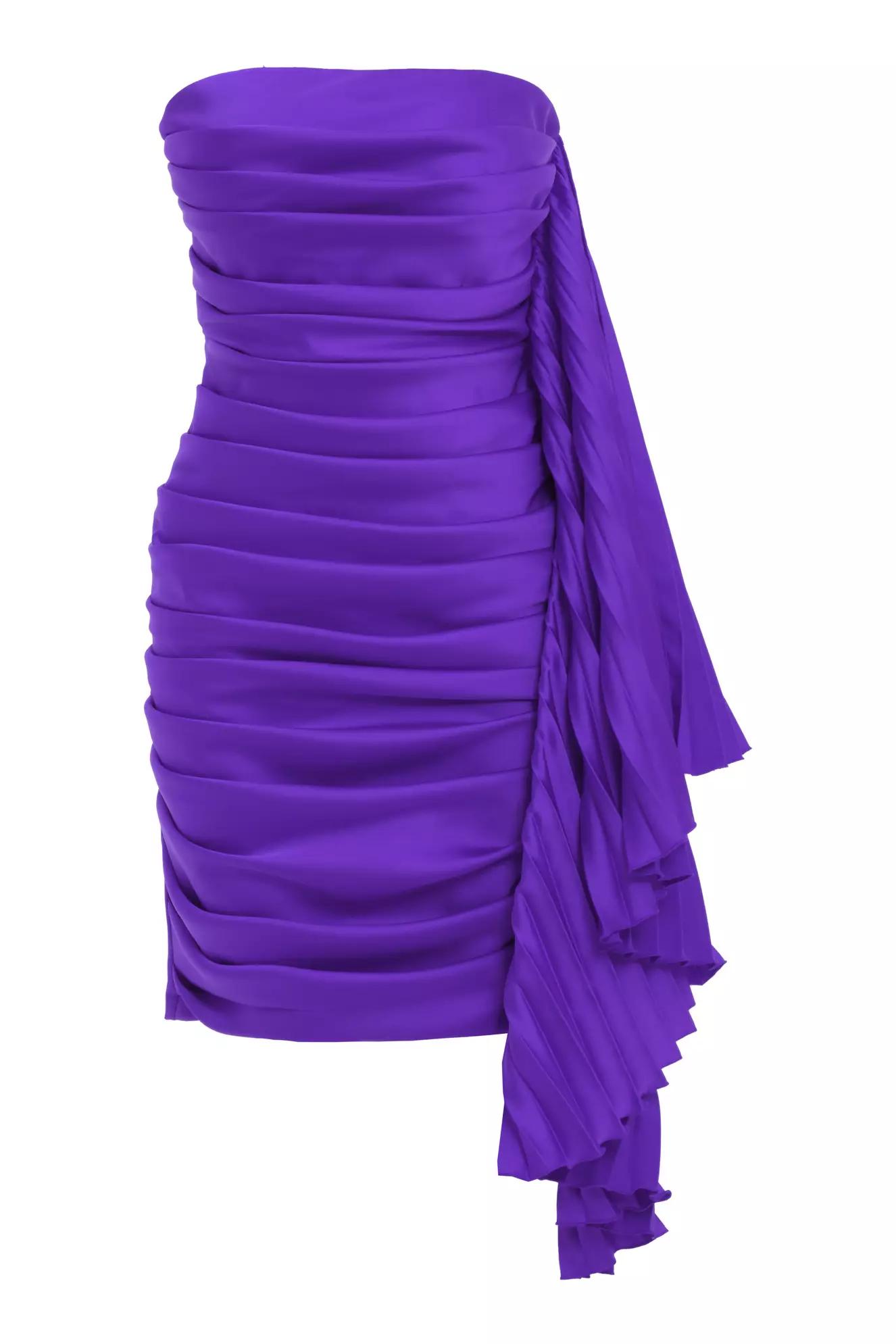 Purple satin sleeveless mini dress