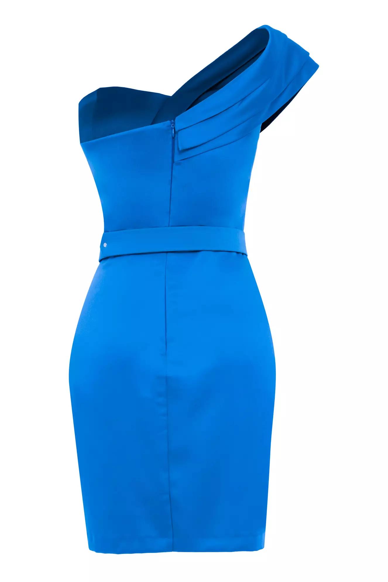 Blue plus size satin sleeveless mini dress