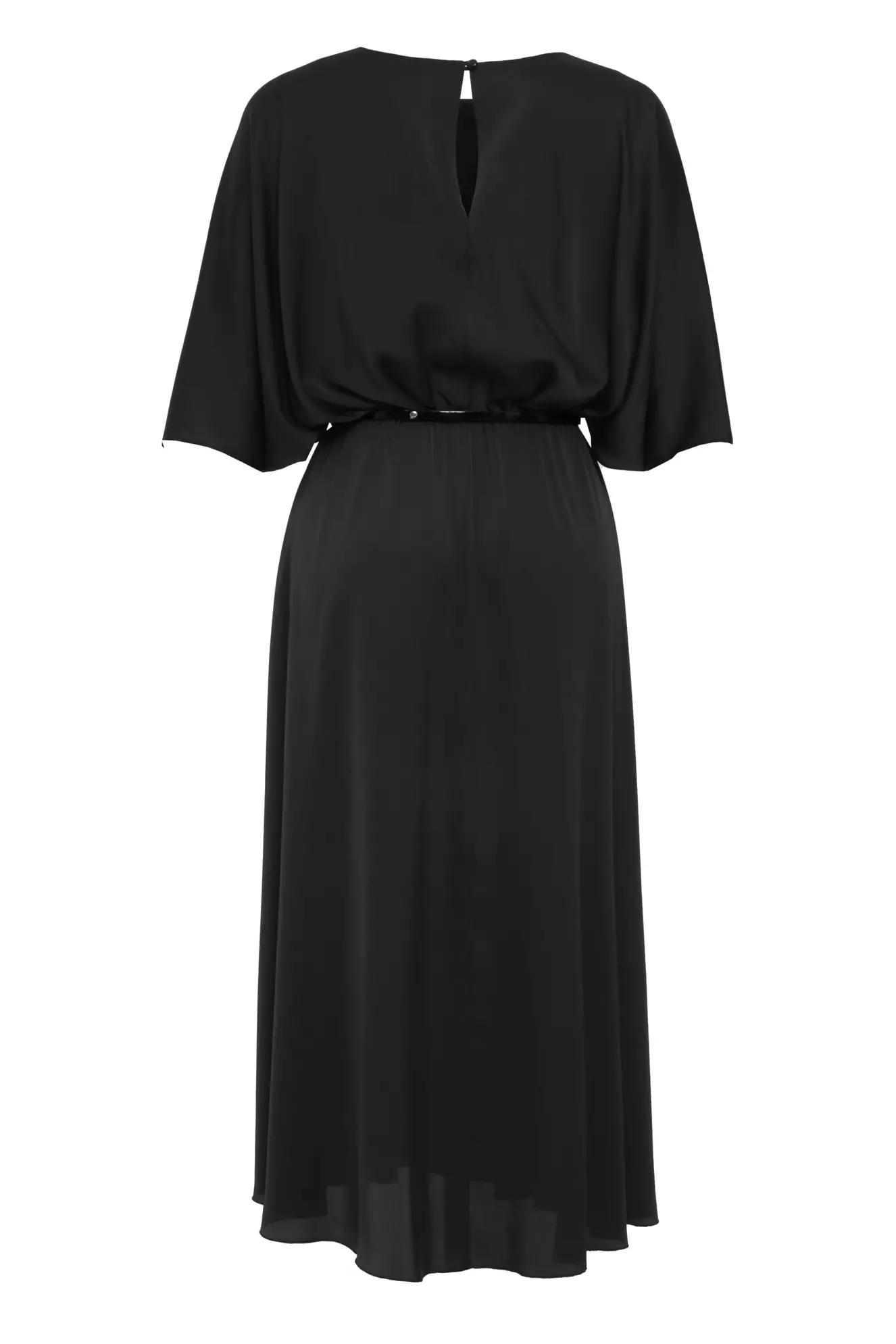 Black plus size satin short sleeve midi dress