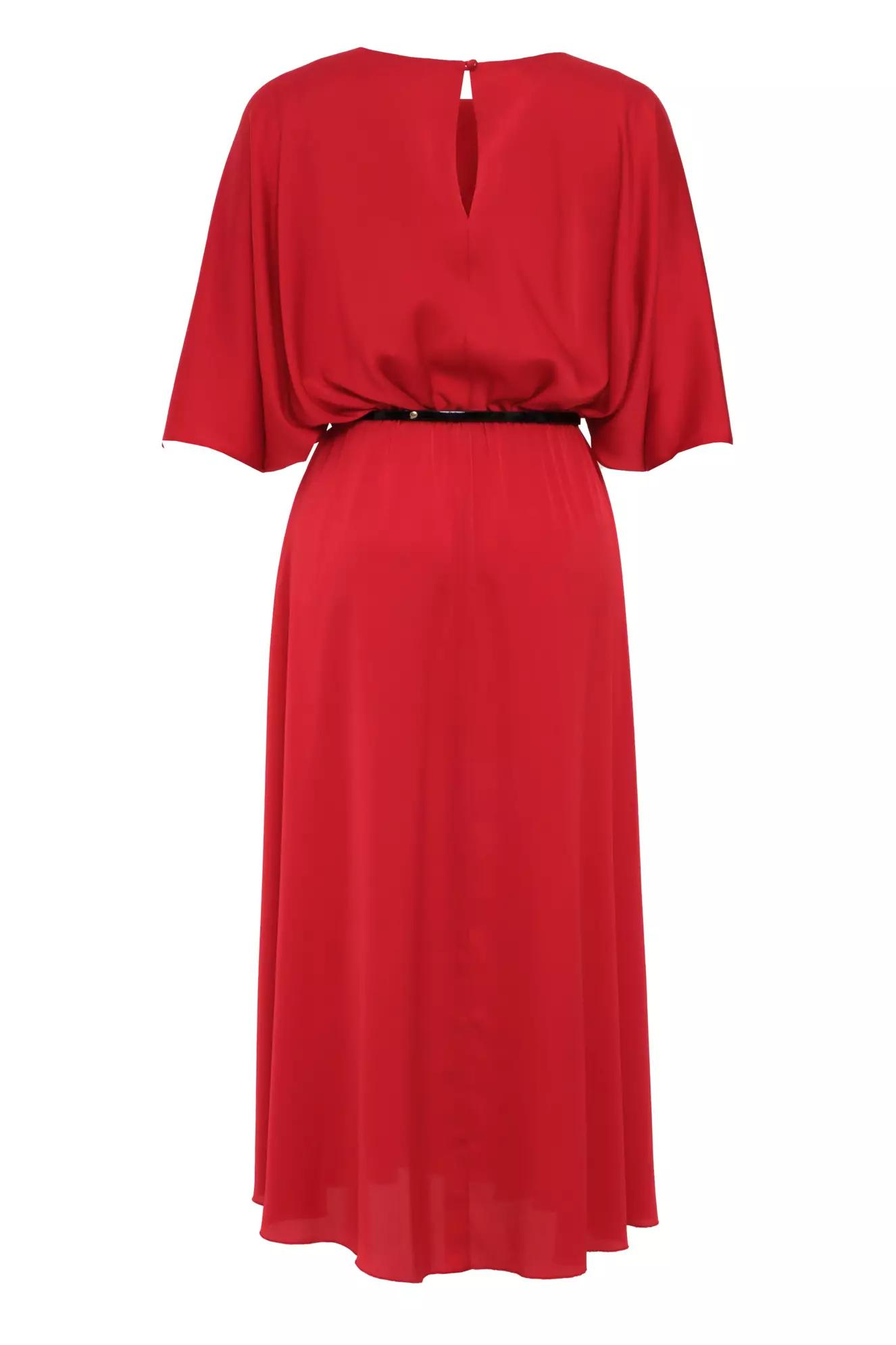 Red plus size satin short sleeve midi dress