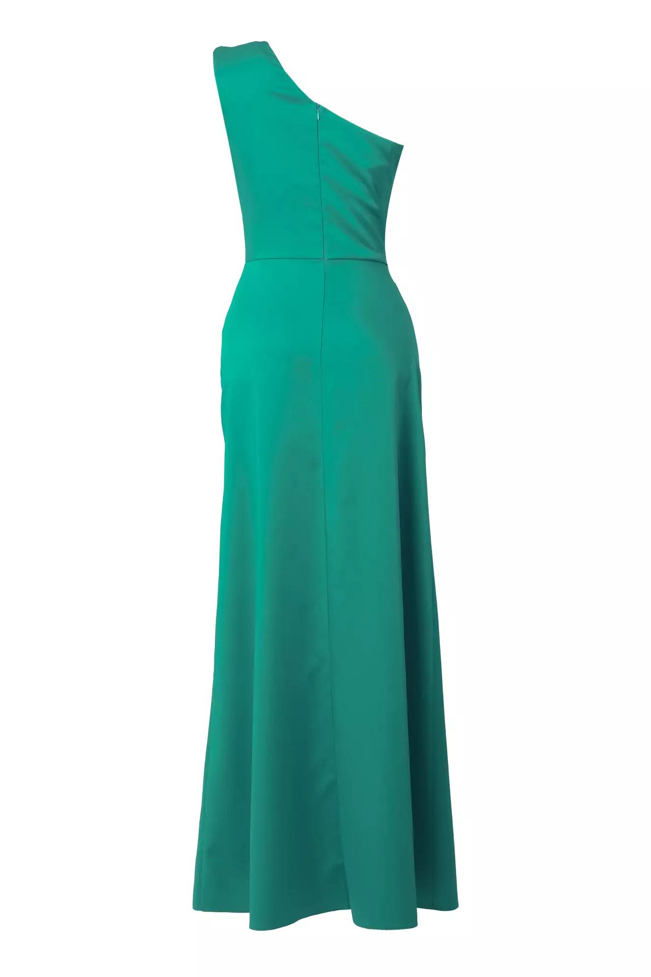 Green satin sleeveless maxi dress