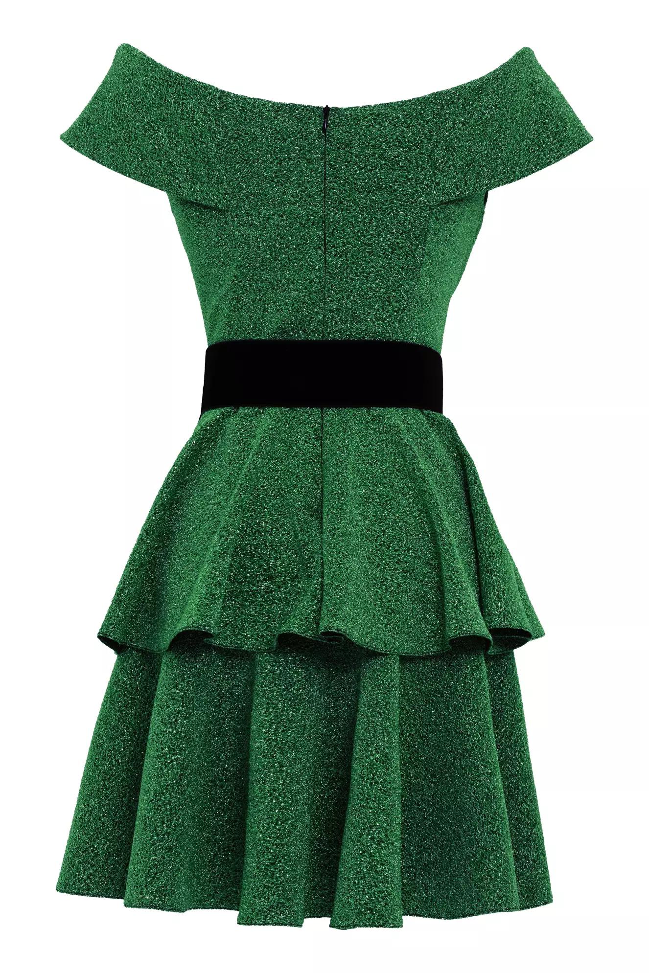 Green glare sleeveless mini dress